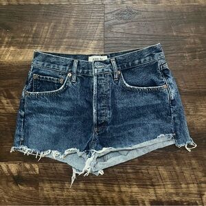 Agolde darker wash Parker cutoff denim jean raw hem shoes jorts 25
